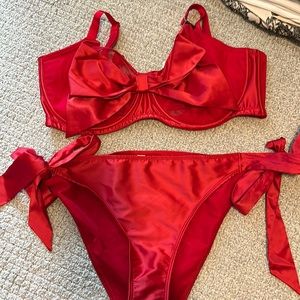 RED BOW BRA and panty